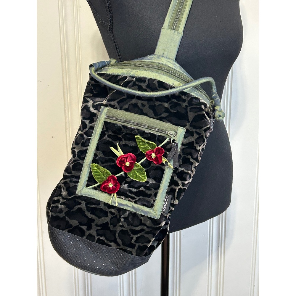 VTG Goody Goody California Y2K Velvet Convertible Rose Backpack Bag Artsy Whimsy